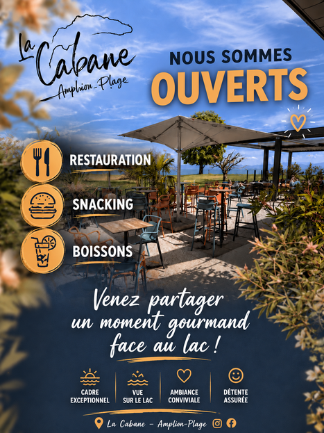 La Cabane, votre restaurant sur la plage d'Amphion vous accueille !<br>